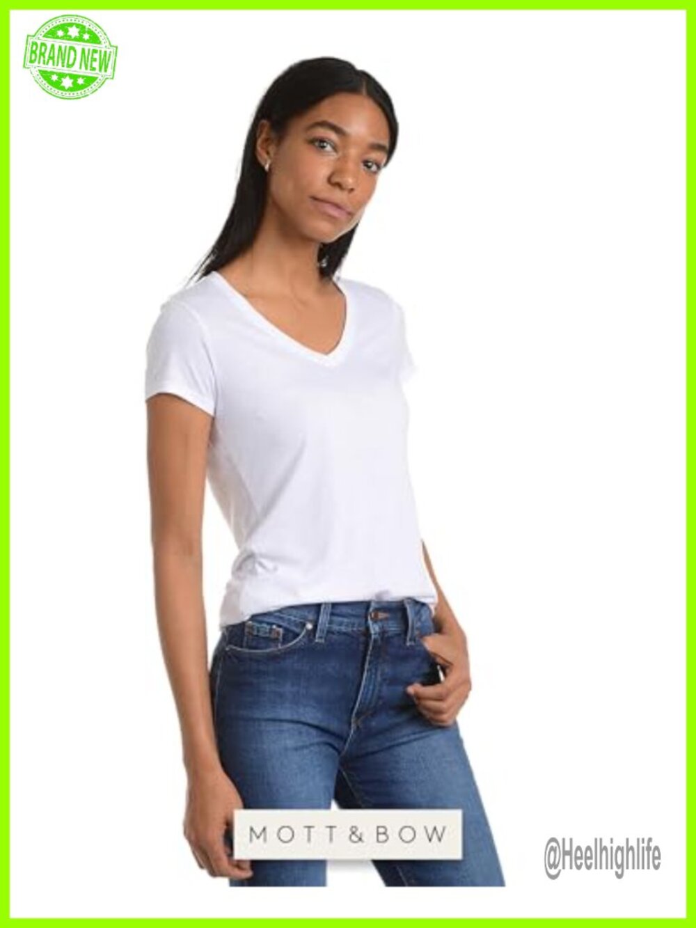 Fitted V-Neck T-Shirt Pima Cotton Modal Short Sleeve Tee